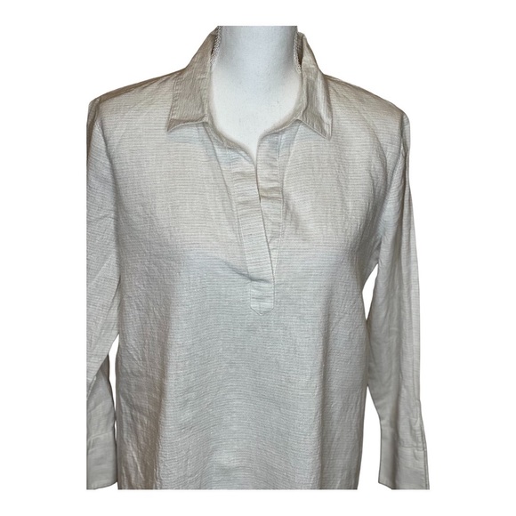 Vineyard Vines striped cream and white linen blend tunic women’s size Medium - Picture 2 of 11